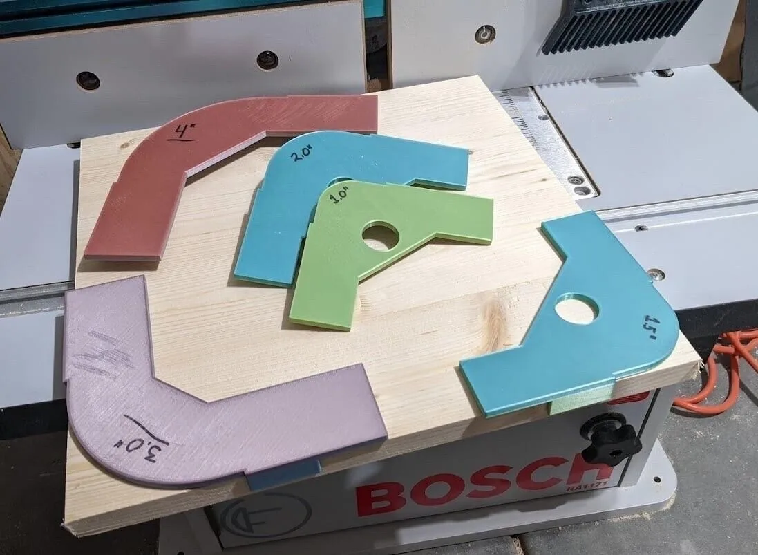 5 Piece Router Radius Jig Set – 25mm to 100mm Curve Template for Woodworking
