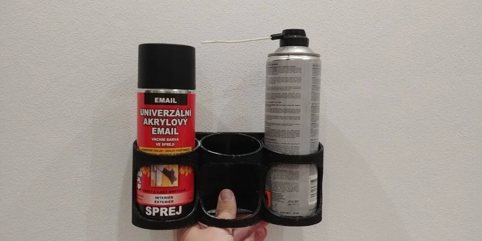 Wall Mountable Spray Can Holder - Holds 3 Aerosol Cans - Organiser for Workshop