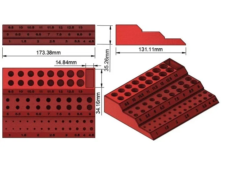 Metric Drill Bit Organiser For Sizes 1mm Up To 13mm