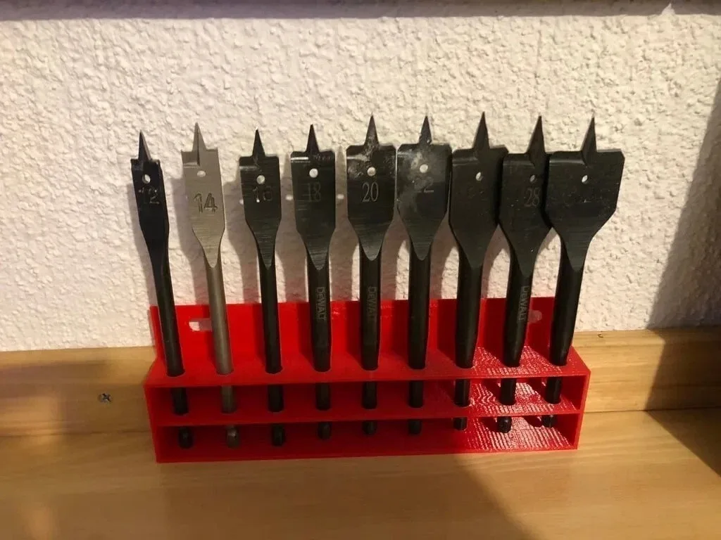 Wood Drill Bit Holder, Holds 9 Wood Drill Bits, Wall Mountable