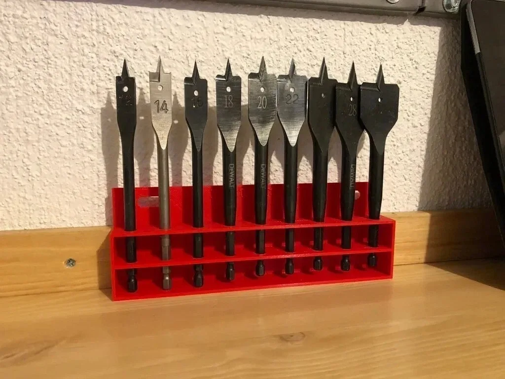 Wood Drill Bit Holder, Holds 9 Wood Drill Bits, Wall Mountable