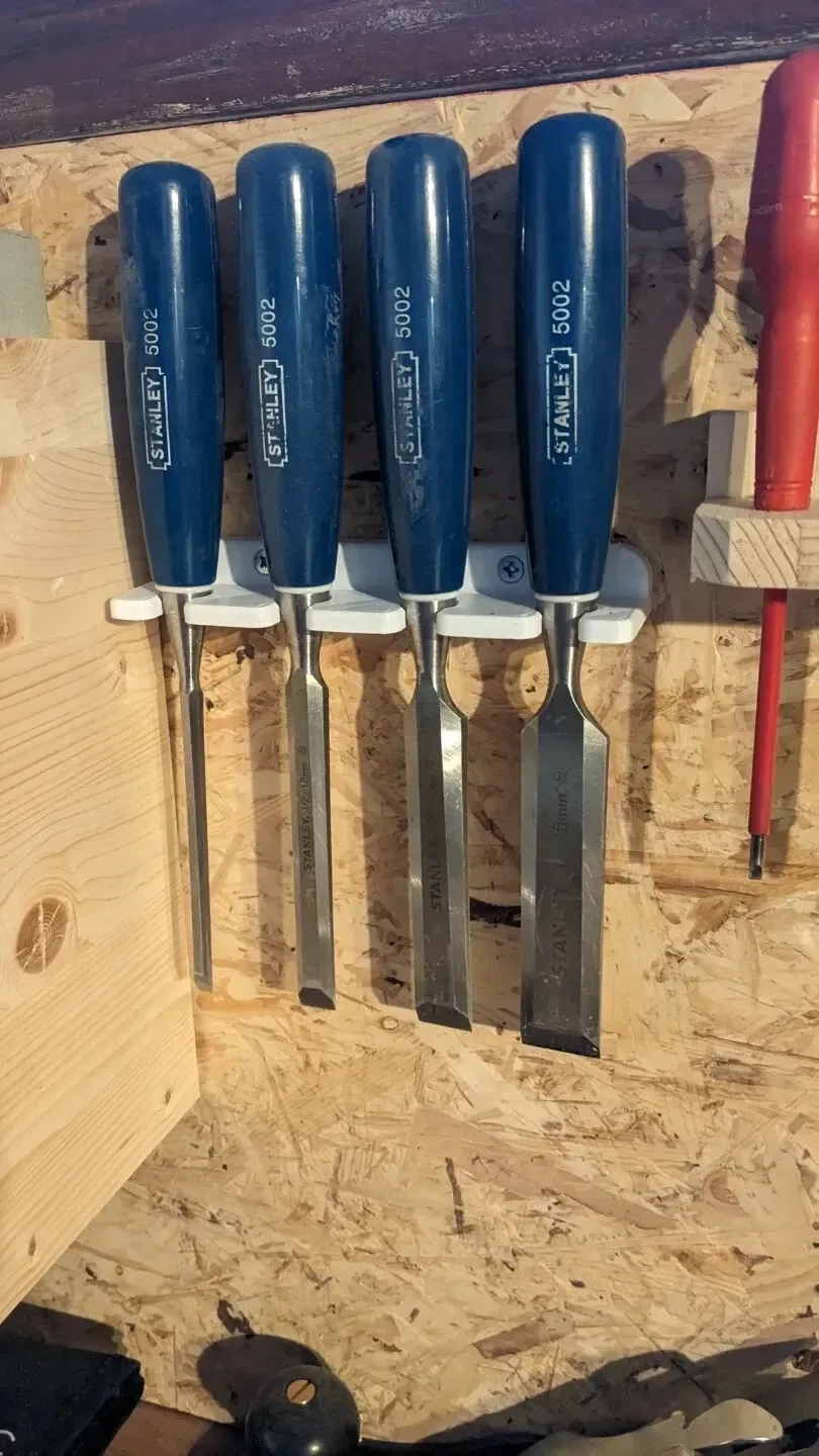 Wood Chisel Holder, Holds 4 Chisels, Wall Mountable